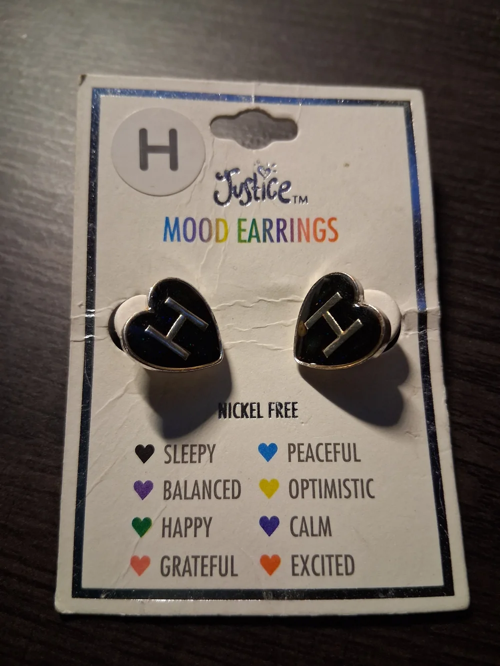 Justice Black Heart Mood Earrings